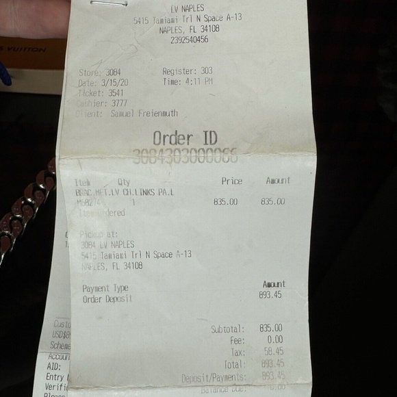 LOUIS VUITTON M68273 Brass Metal LV Chain Links M Bracelet Silver Unisex Z000621 - Picture 9 of 15